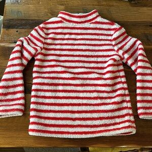 Mini Boden red and white stripe fleece sweater 9-10Y